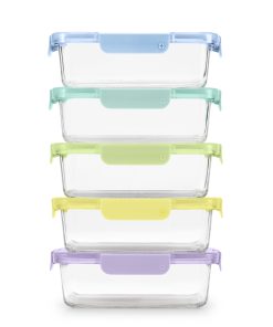 Color Lock® Glass Food Storage. 5 Cup Set of 5