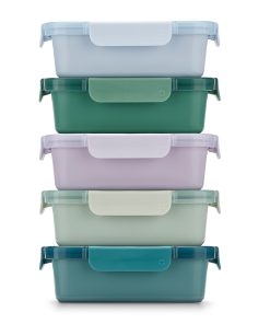 Color Lock® Ceramic Coated Glass Food Storage. Set of 5